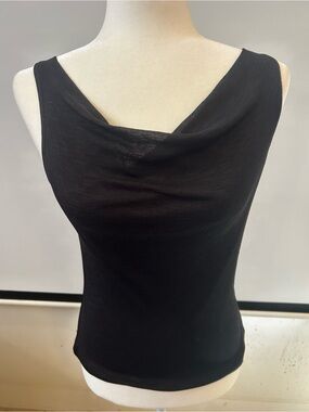 Sleeveless Black Cowl Neck Blouse